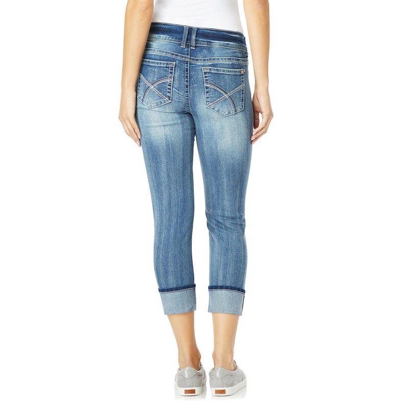 WallFlower Luscious Curvy 23.5â€ Mid-Rise Cropped Jeans for Women, Insta Stretch Denim in Petite, Midsize, Plus Size, Juniors Jeans - Jenna, 18 Plus - Image 3